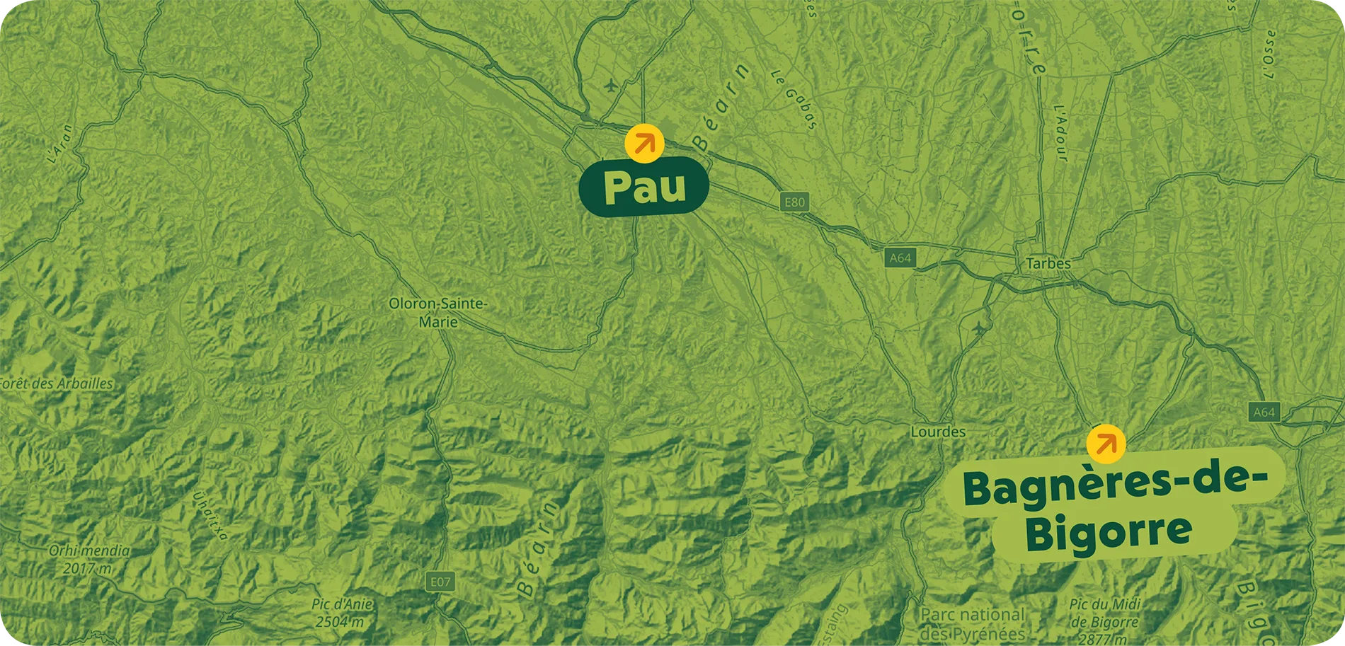 Carte d’accès : Pau • Bagnères-de-Bigorre